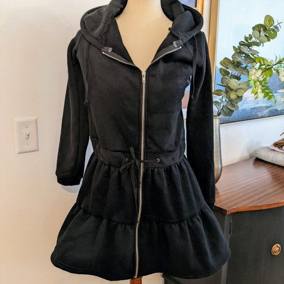NWT Cosplay Harajuku Black Fleece Skirted Hoodie with Ears - Picture 7 of 9